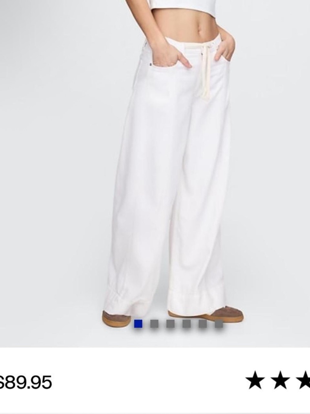 GAP Wide Leg Drawstring Pants in White